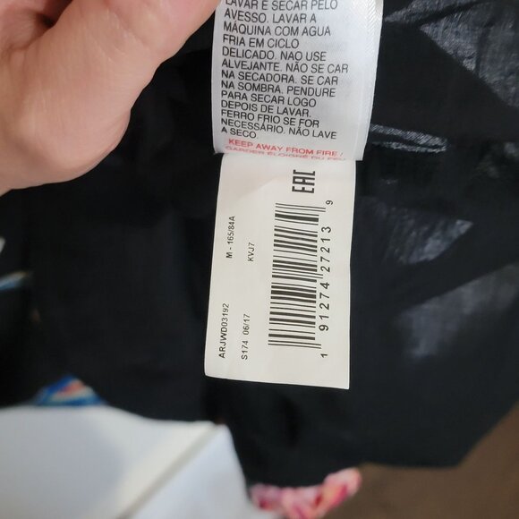 Roxy Bell Sleeve Floral Print Shift Dress-M Boho Sheer Net Lace Inset - Picture 10 of 12